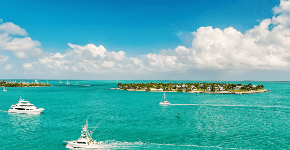 Florida Keys waterfront with luxury yachts